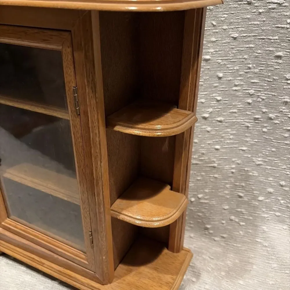 Wooden Curio Display Cabinet Vintage 16.5
